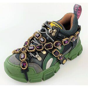 NIB Gucci Flashtrek Crystal Low Top Sneakers Size 35.5